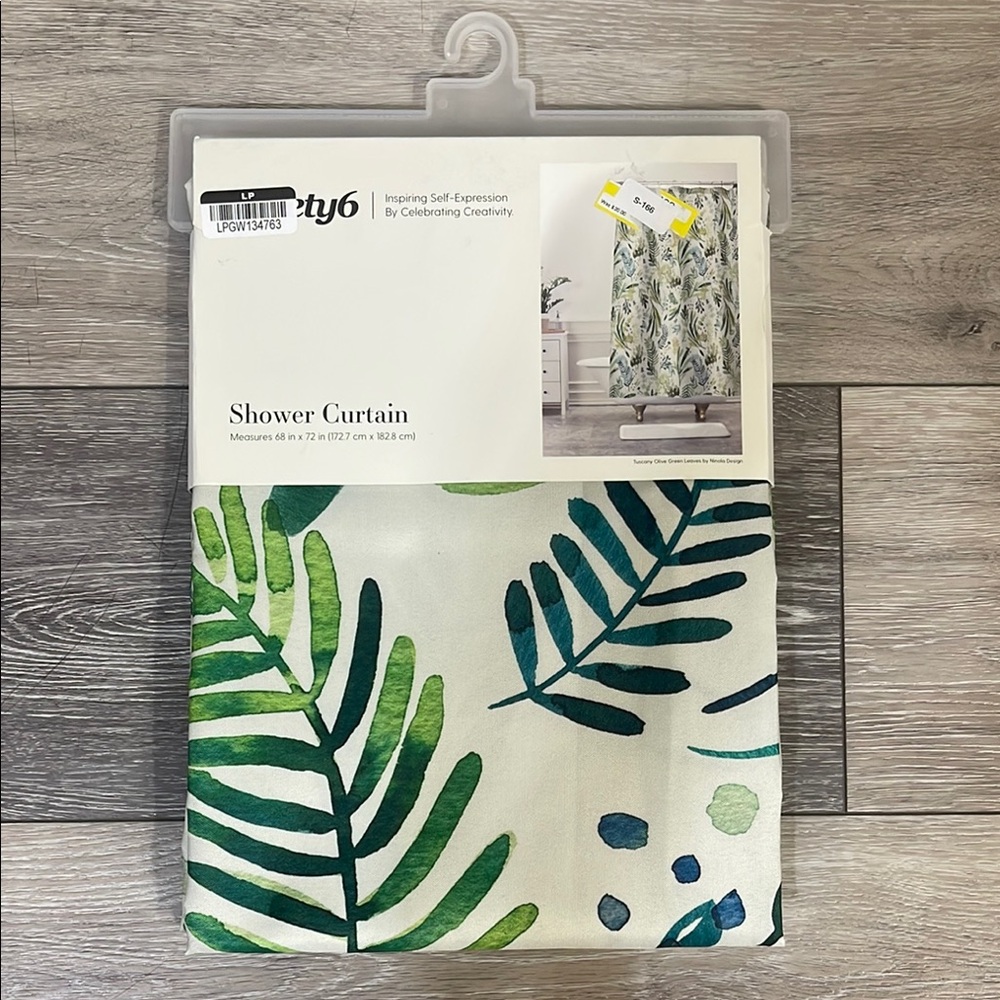 Society6 Green and Blue Botanical Shower Curtain